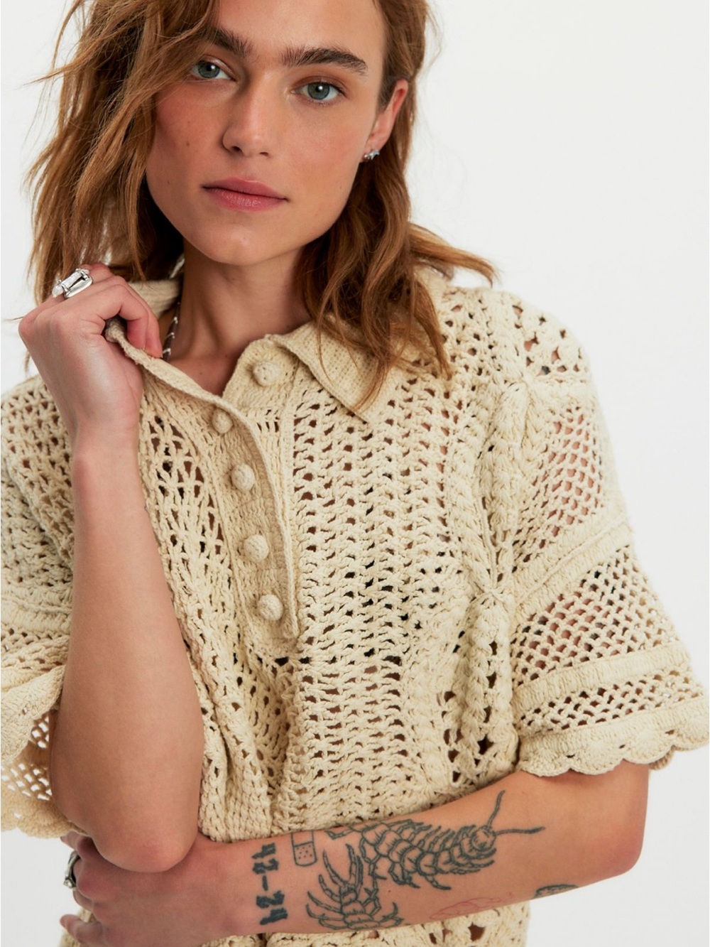 Free People Dahlia Crochet Polo - Picture 3 of 4